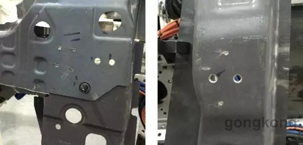 熱成型鋼板點焊時,每個焊點都出現了嚴重的焊后毛刺